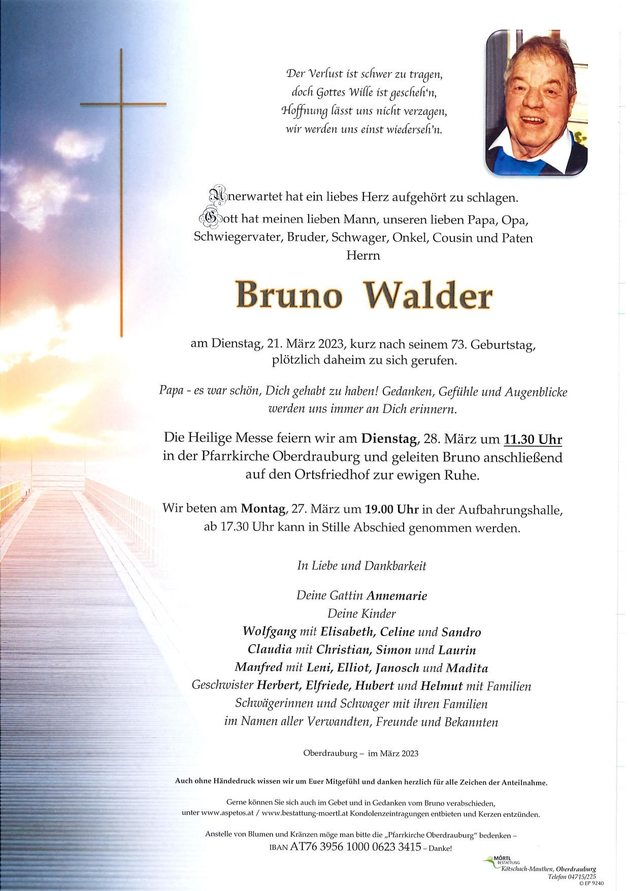 Traueranzeige von Bruno Walder