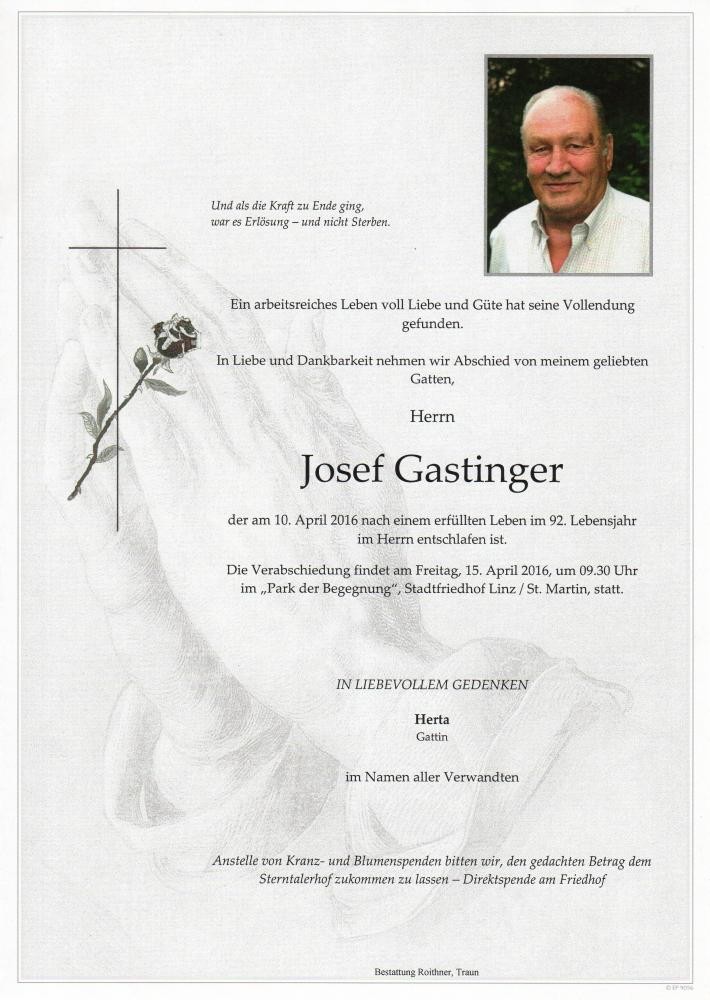 Traueranzeige von Josef Gastinger