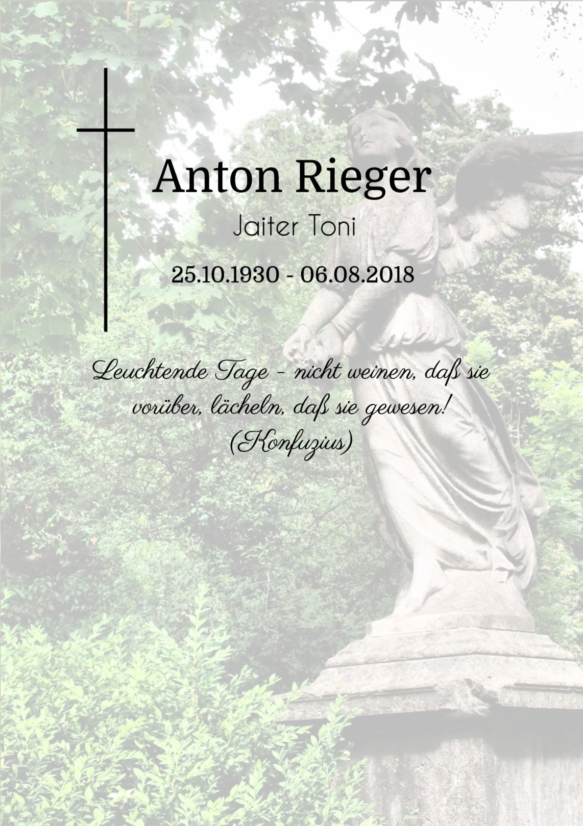 Traueranzeige von Anton Rieger
