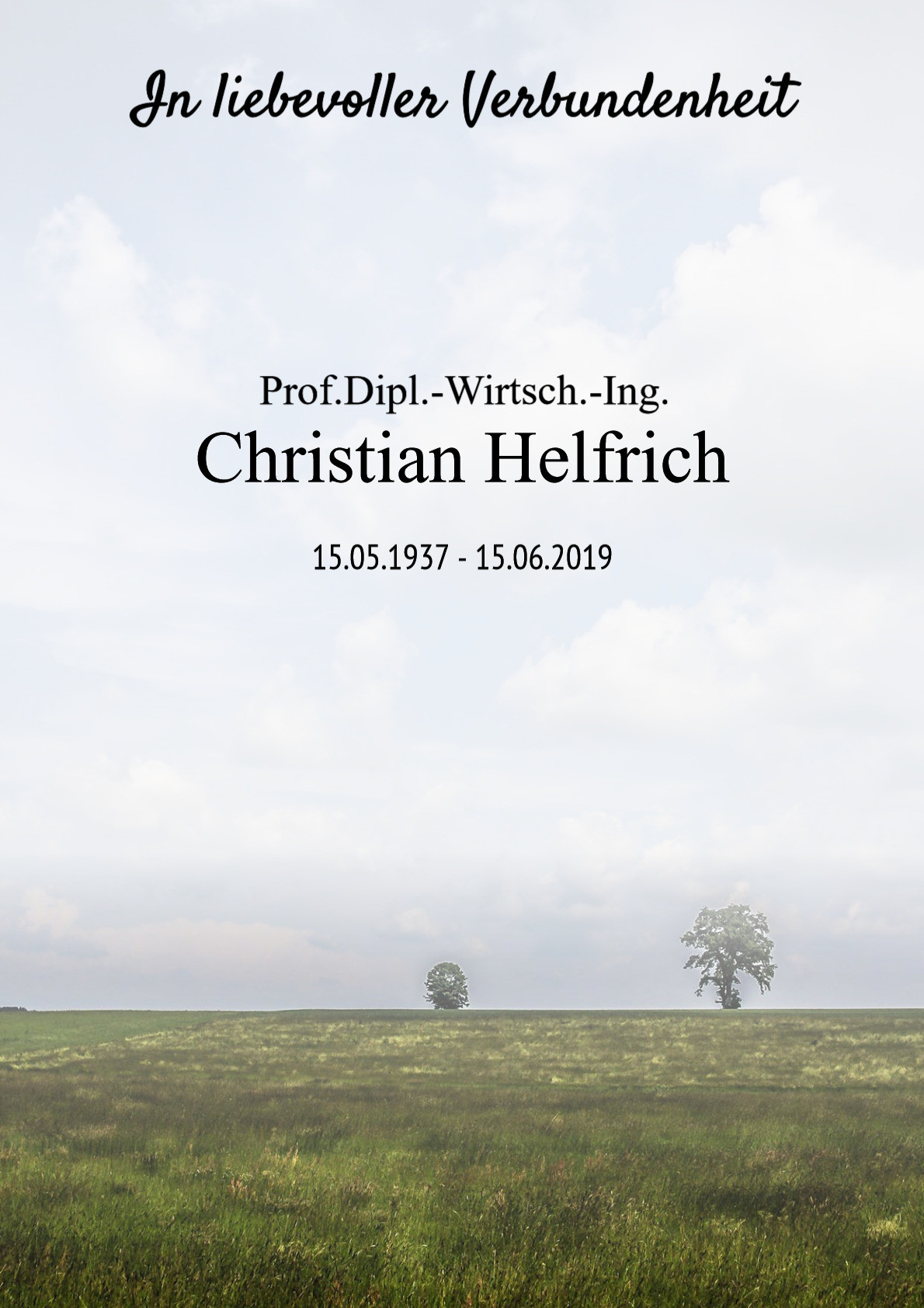Traueranzeige von Prof.Dipl.-Wirtsch.-Ing. Christian Helfrich