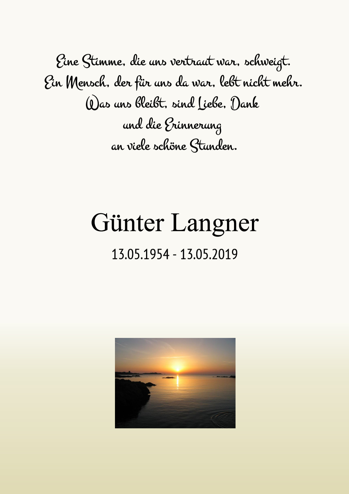 Traueranzeige von Günter Langner