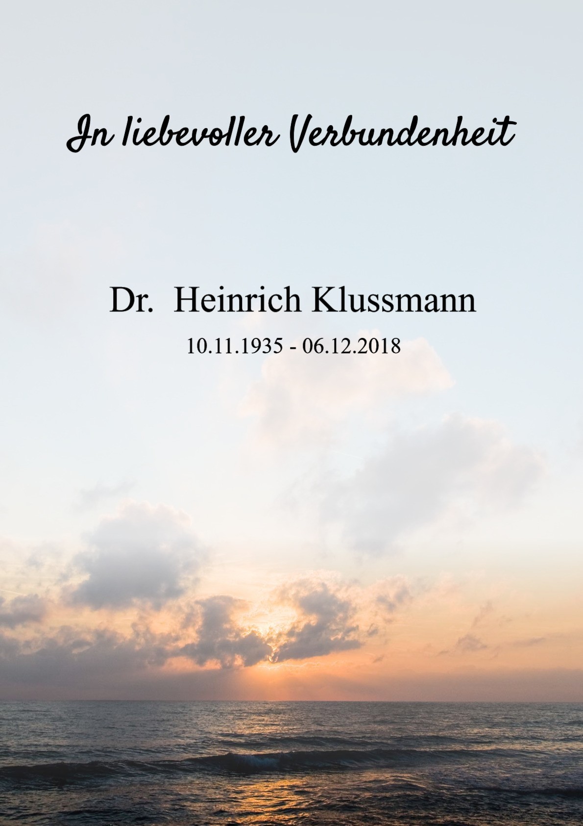 Traueranzeige von Dr. Heinrich Klussmann