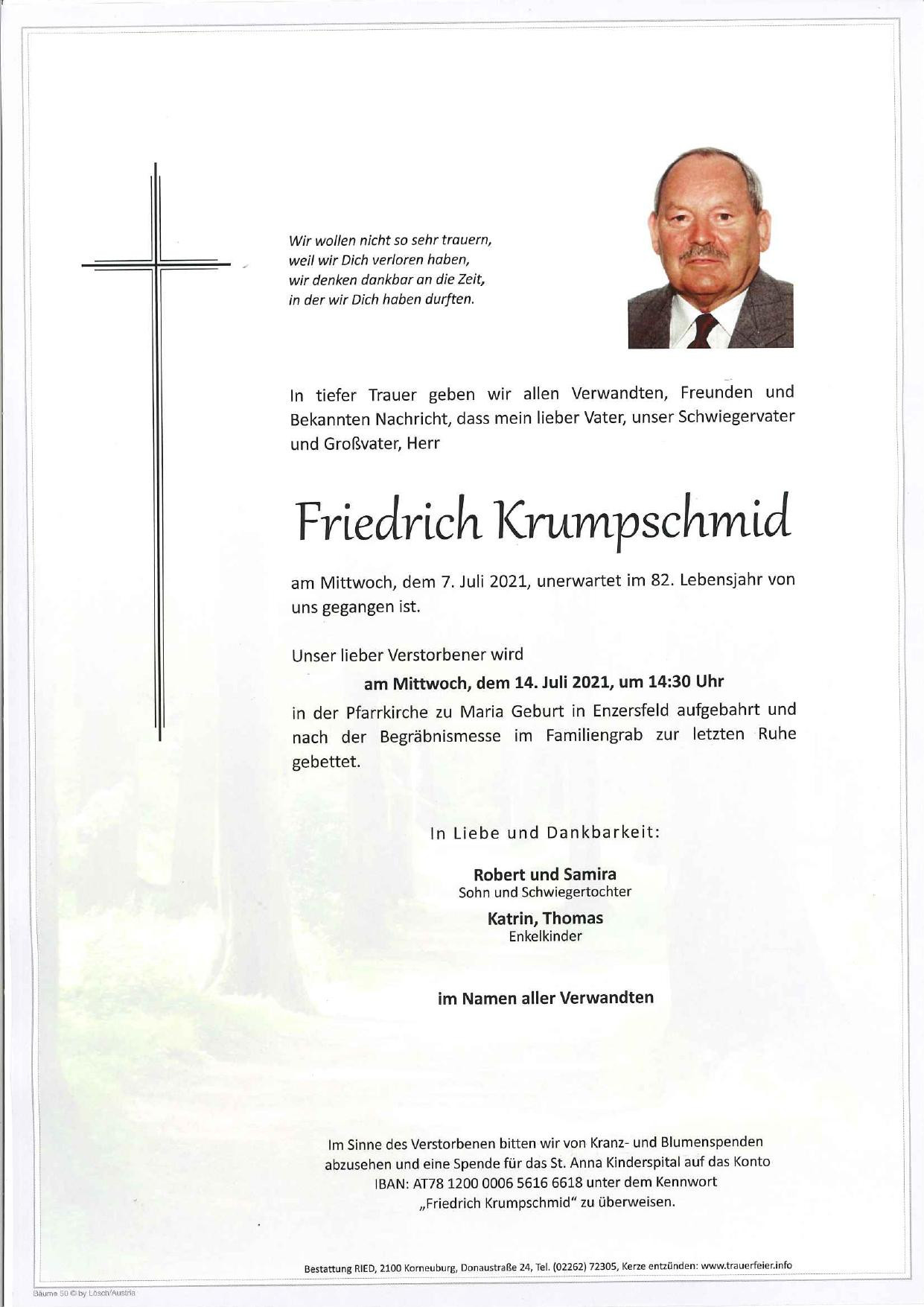 Traueranzeige von Friedrich Krumpschmid