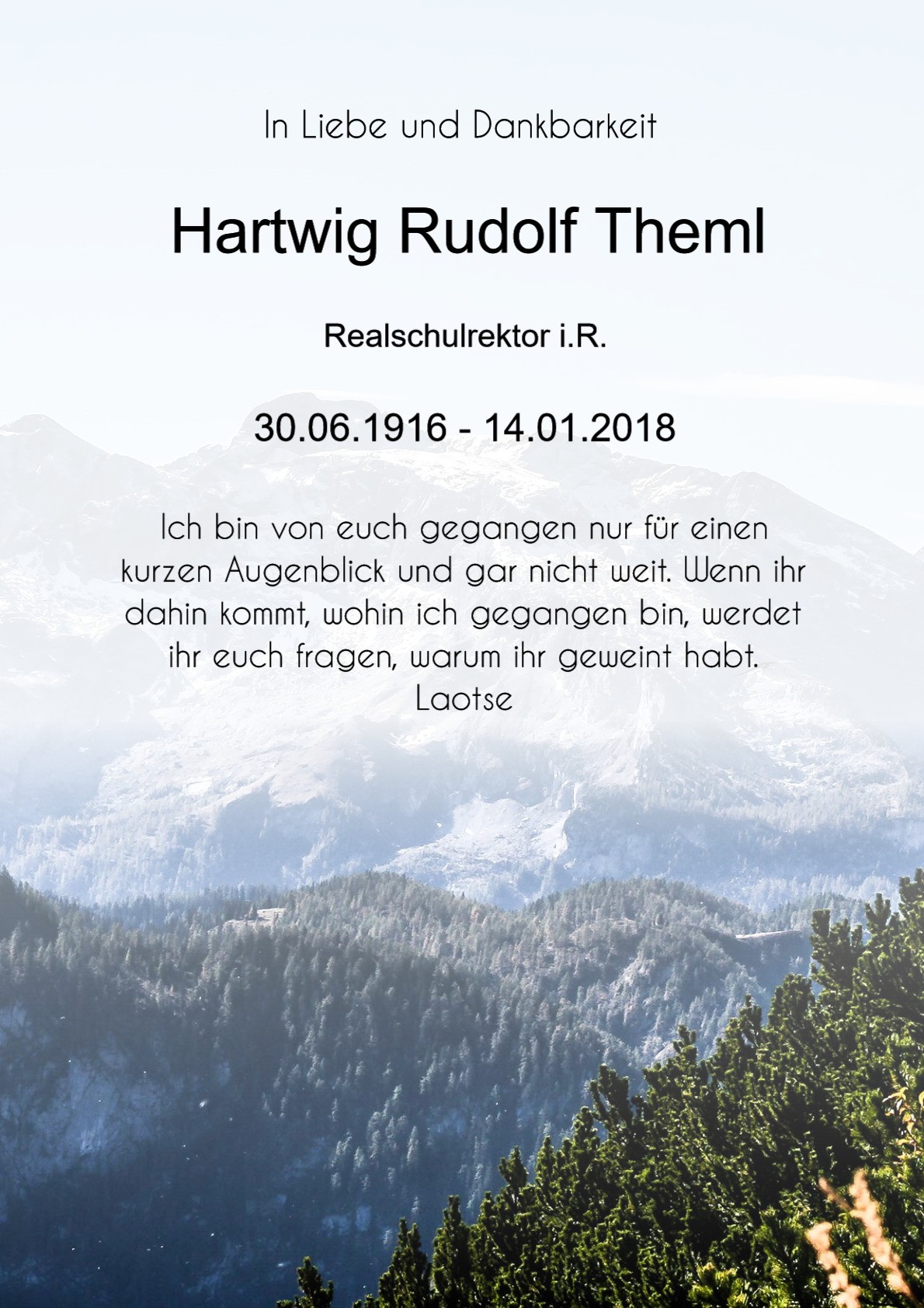 Traueranzeige von Hartwig Rudolf Theml