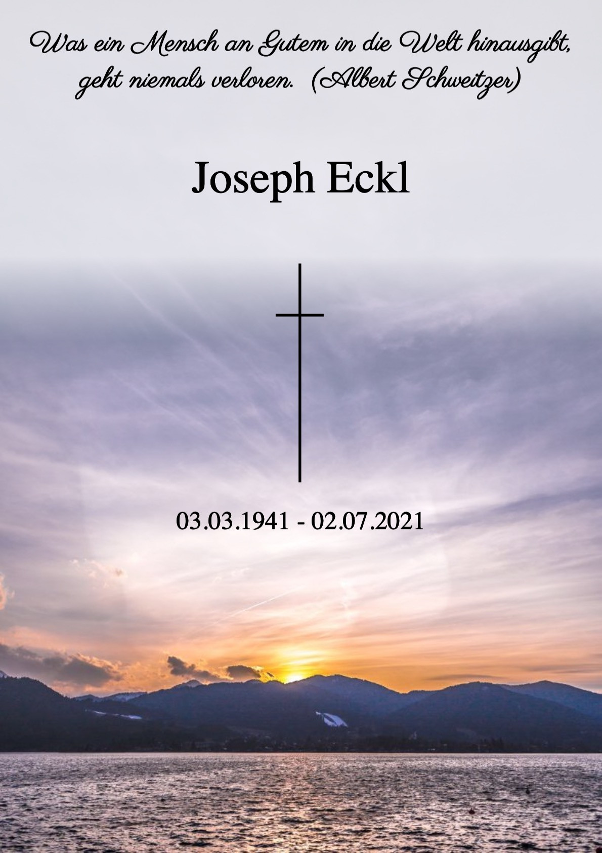 Traueranzeige von Joseph Eckl