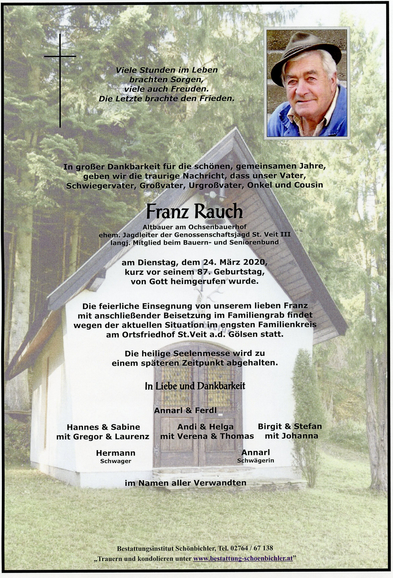 Traueranzeige von Franz Rauch