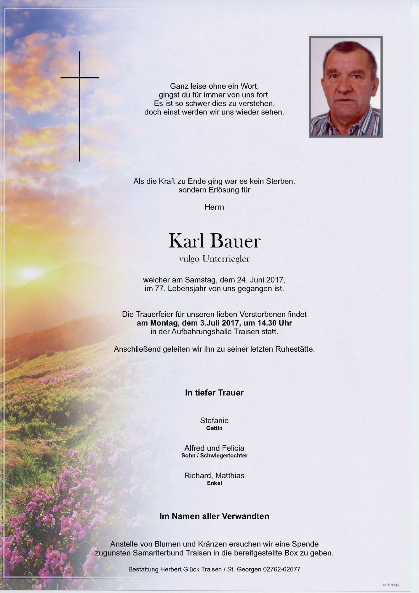 Traueranzeige von Karl Bauer