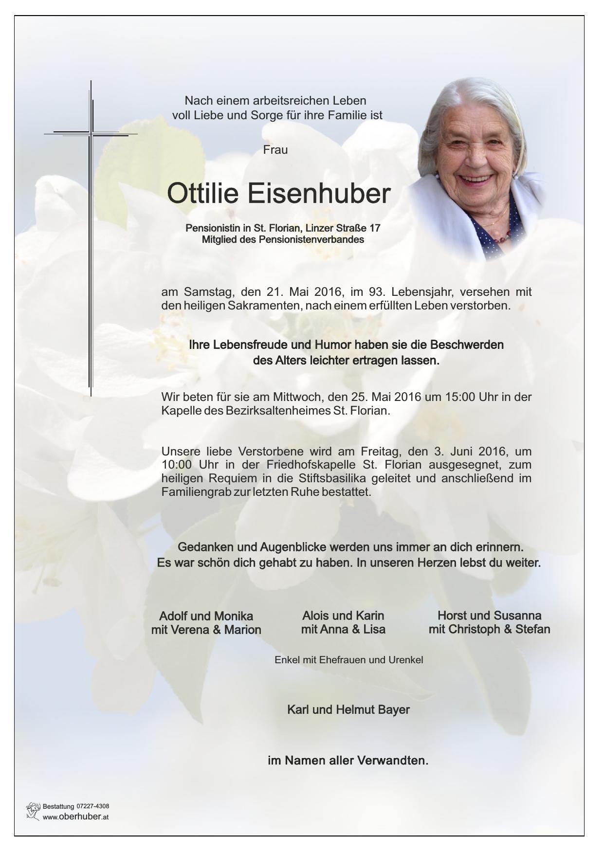 Traueranzeige von Ottilie Eisenhuber