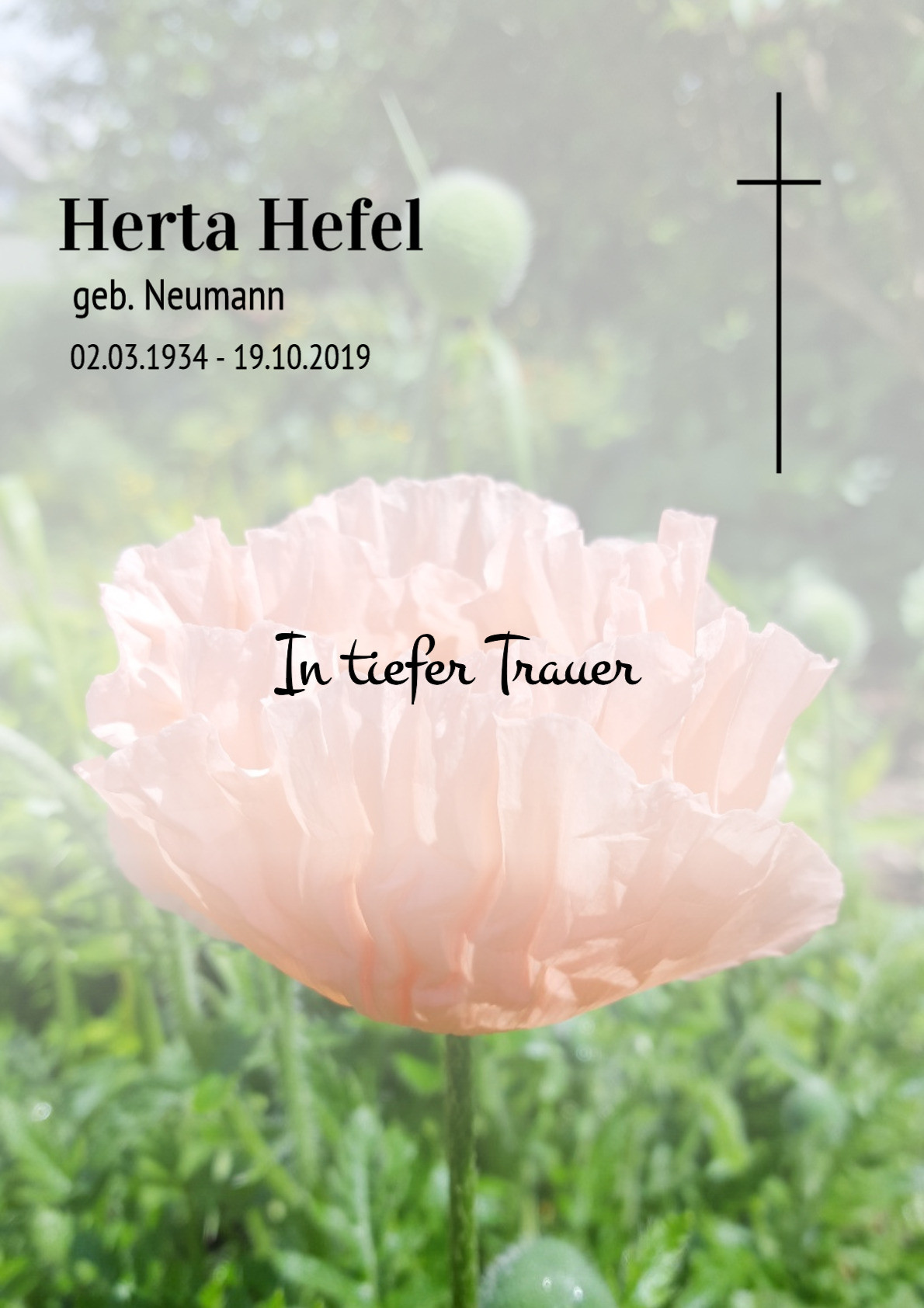 Traueranzeige von Herta Hefel