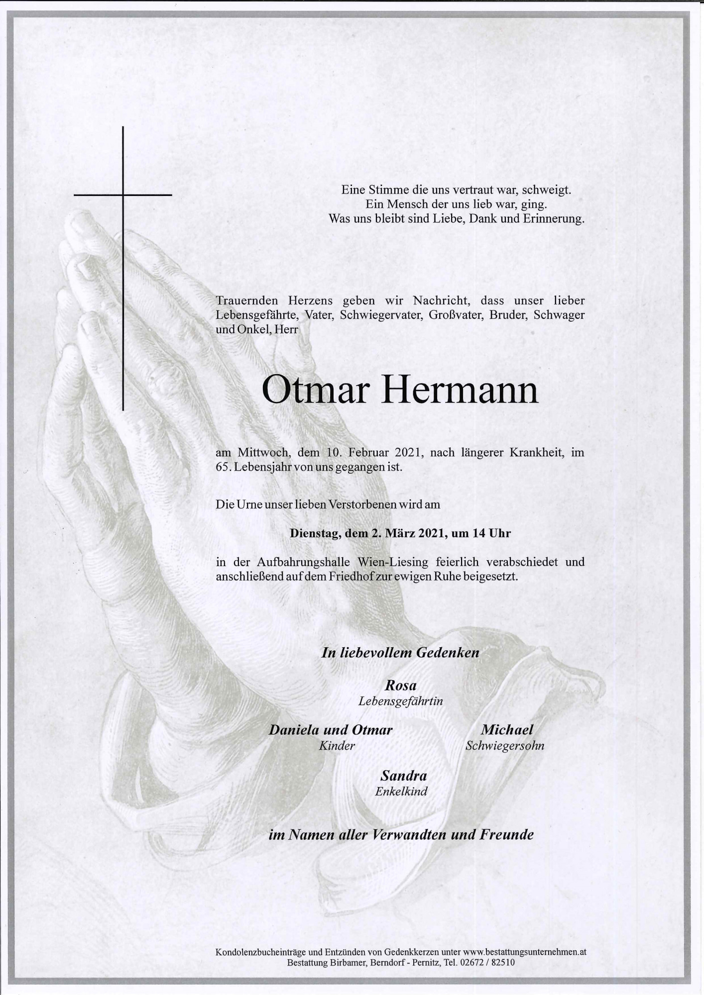 Traueranzeige von Otmar Hermann