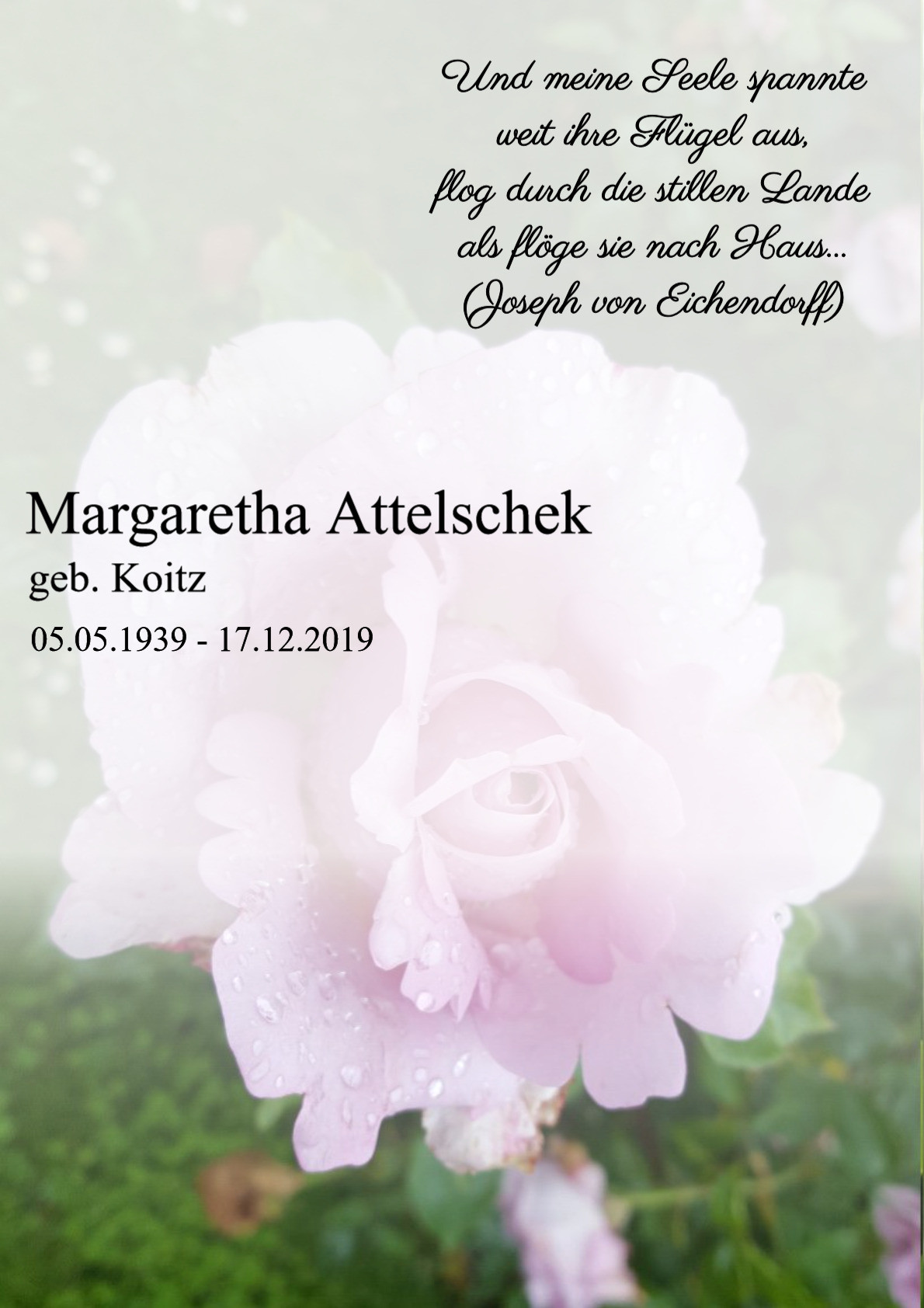 Traueranzeige von Margaretha Attelschek