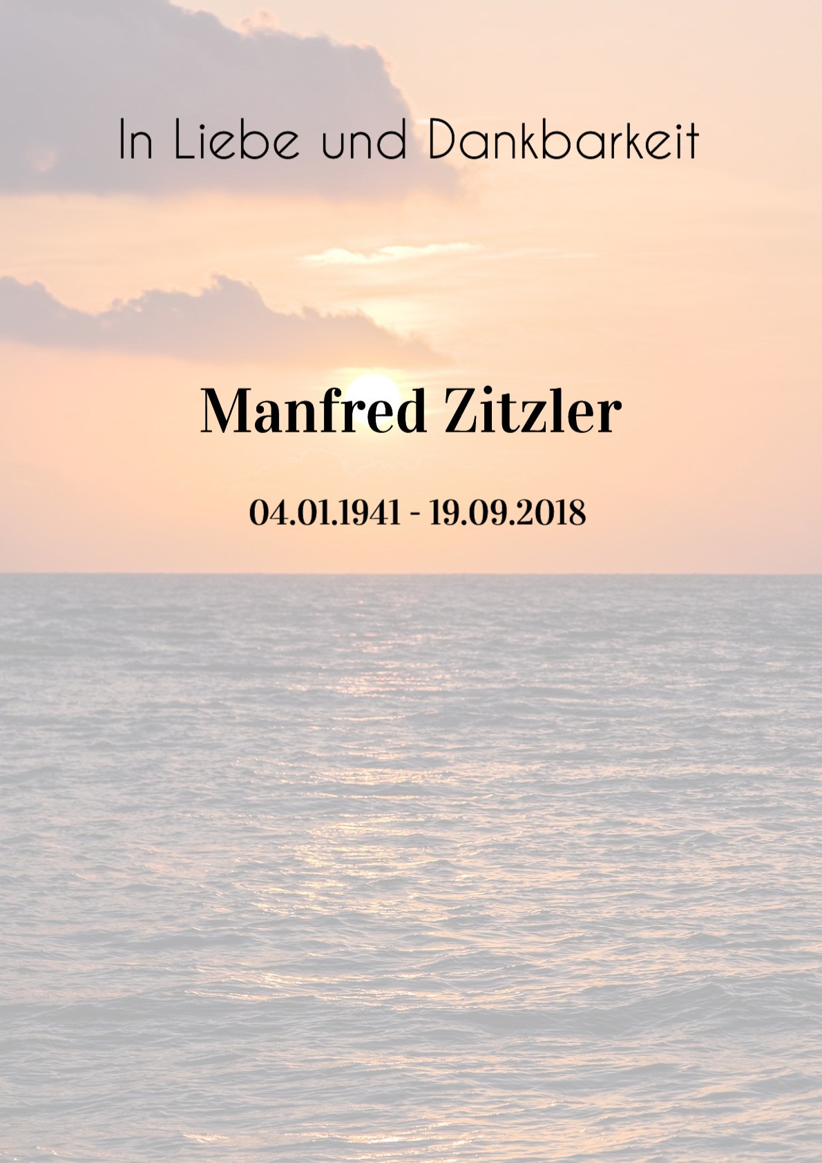 Traueranzeige von Manfred Zitzler
