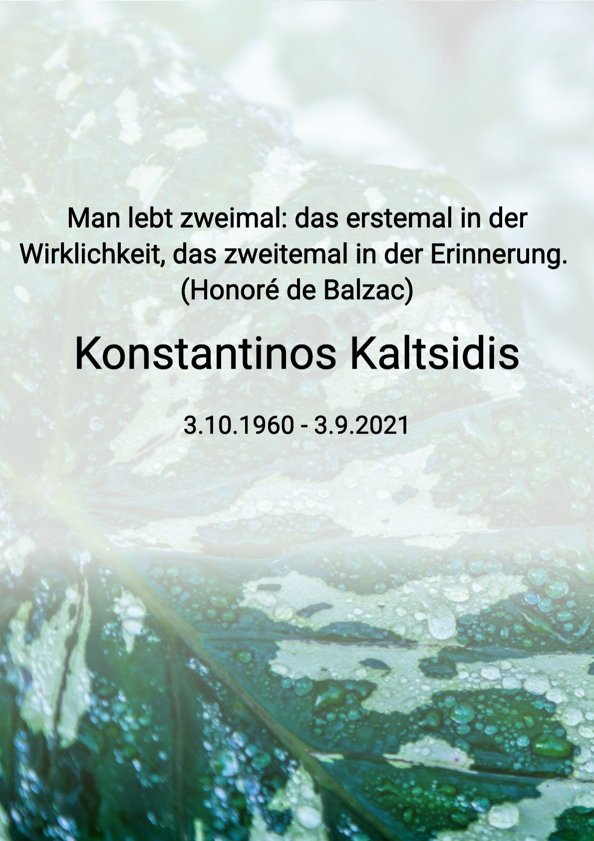 Traueranzeige von Konstantinos Kaltsidis
