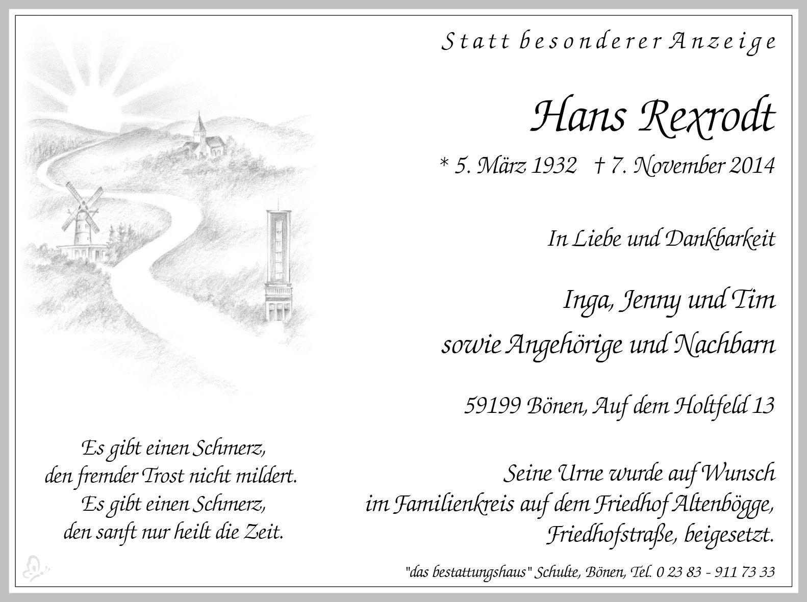 Traueranzeige von Hans Rexrodt