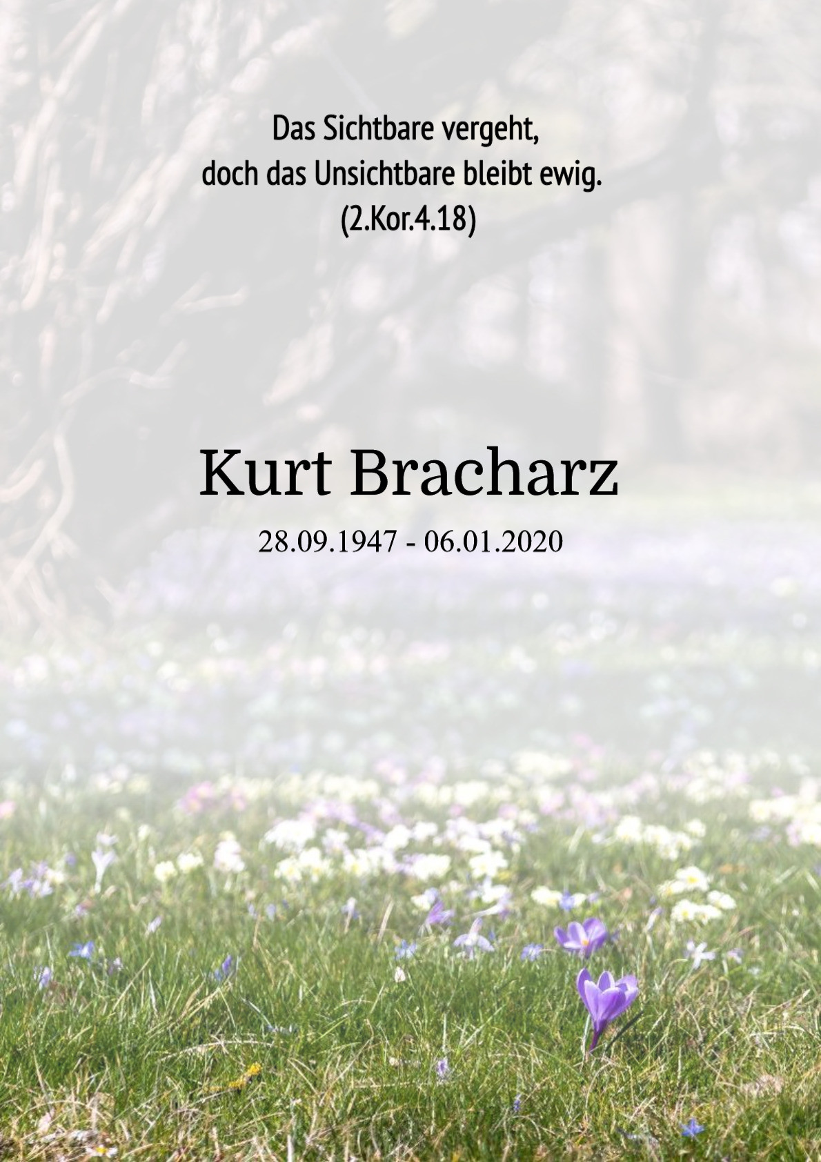 Traueranzeige von Kurt Bracharz