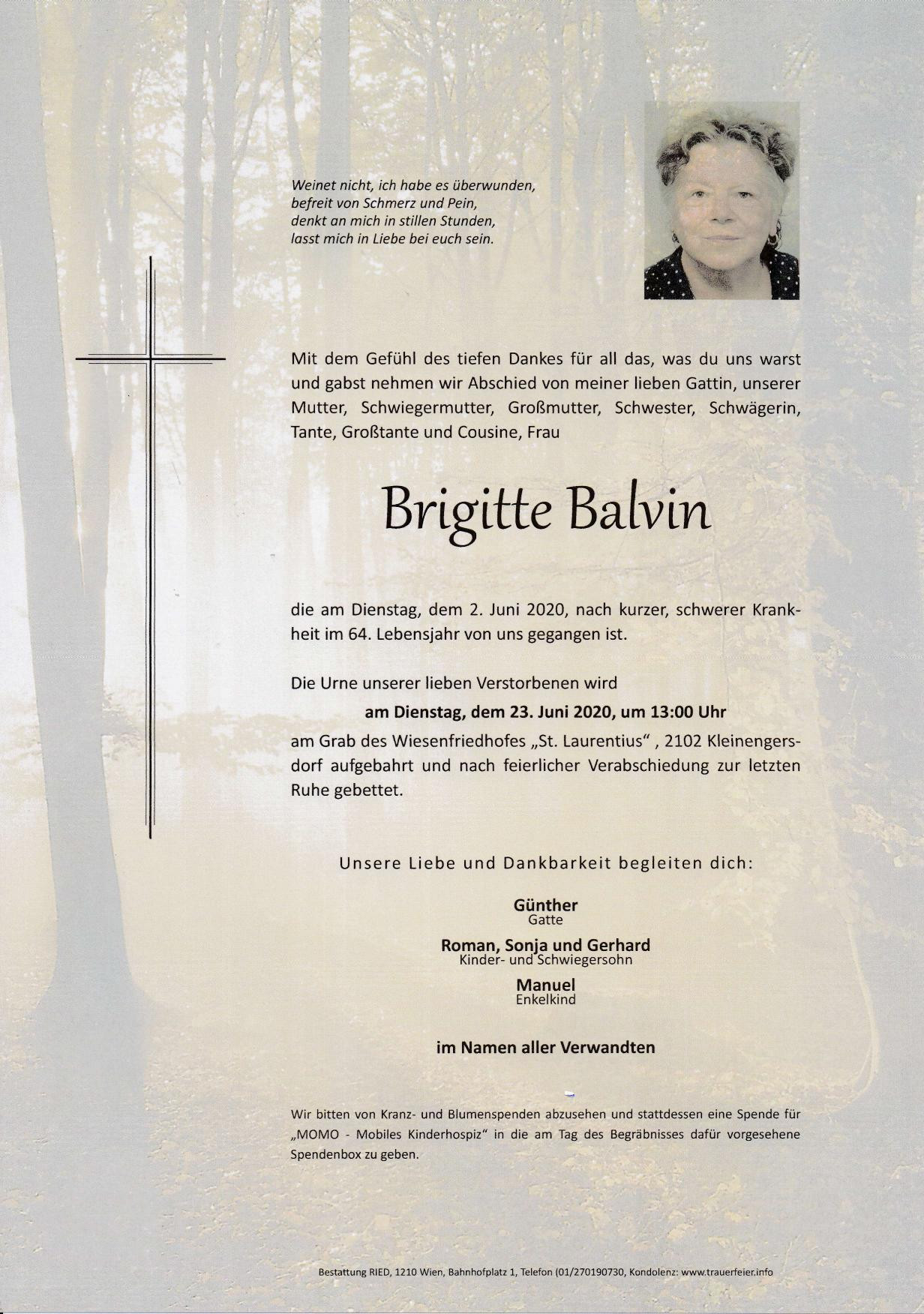 Traueranzeige von Brigitte Balvin