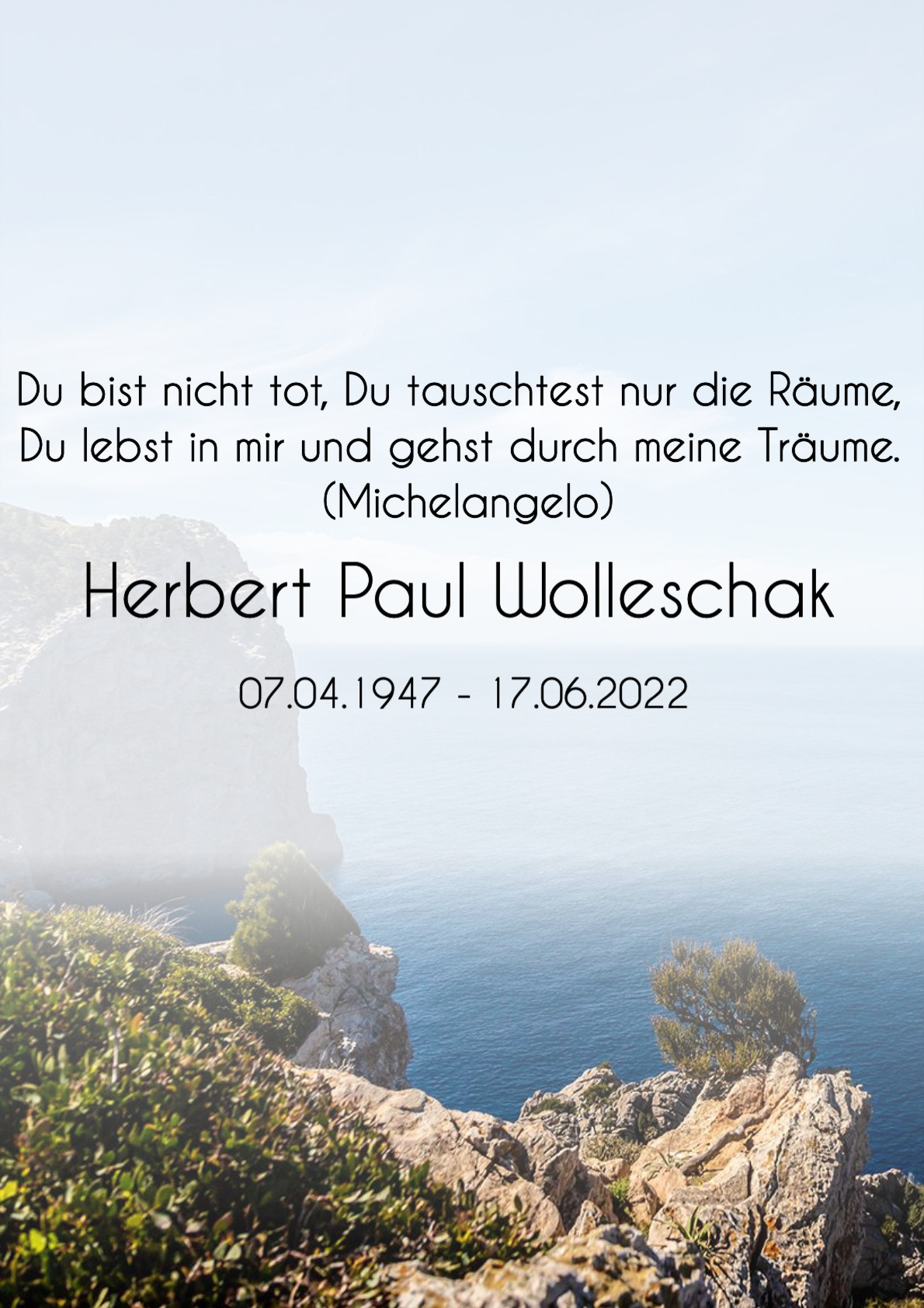 Traueranzeige von Herbert Paul Wolleschak