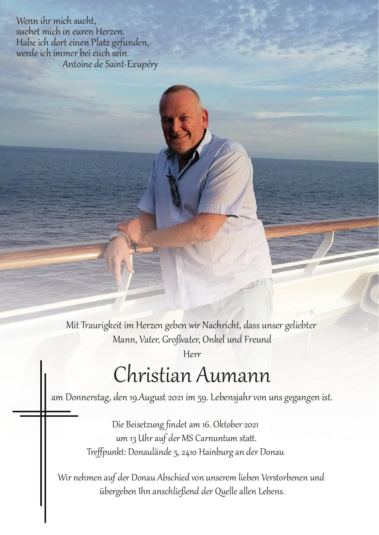 Traueranzeige von Christian Aumann