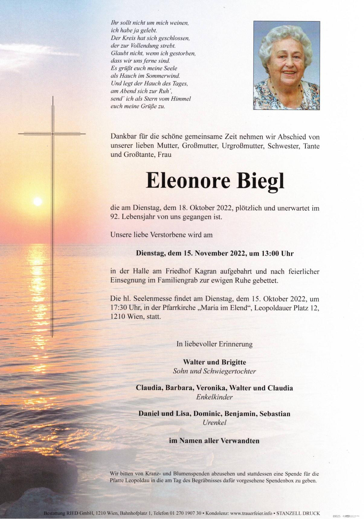 Traueranzeige von Eleonore Biegl