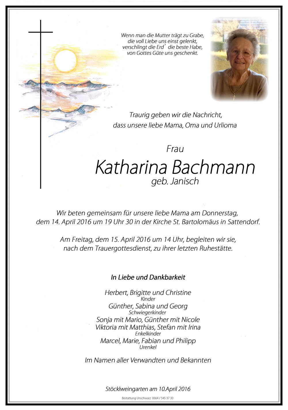 Traueranzeige von Katharina Bachmann