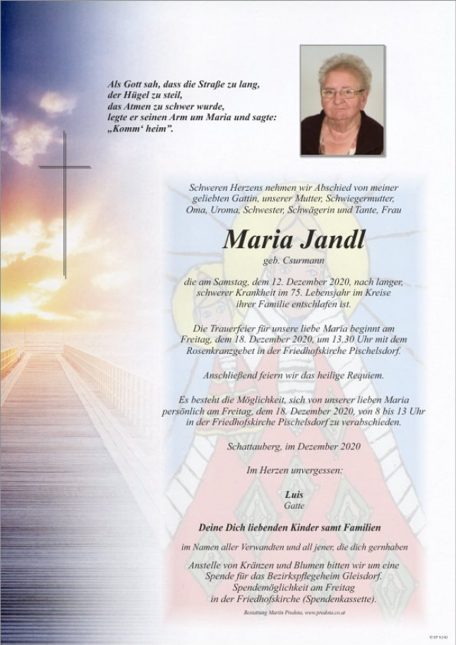 Traueranzeige von Maria Theresia Jandl