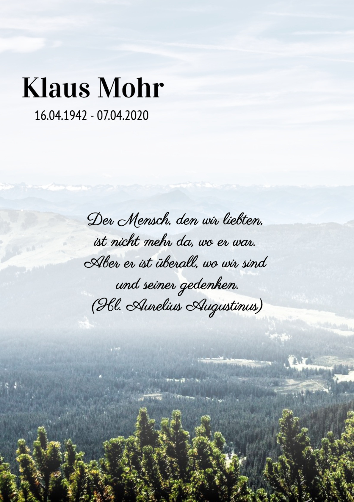 Traueranzeige von Klaus Mohr