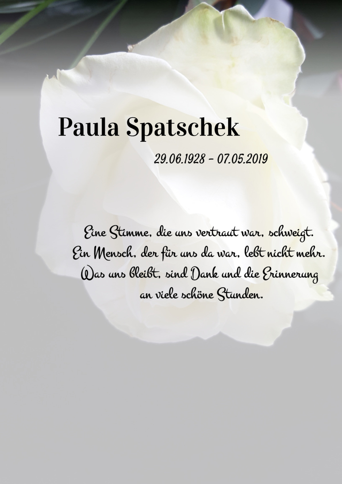 Traueranzeige von Paula Spatschek