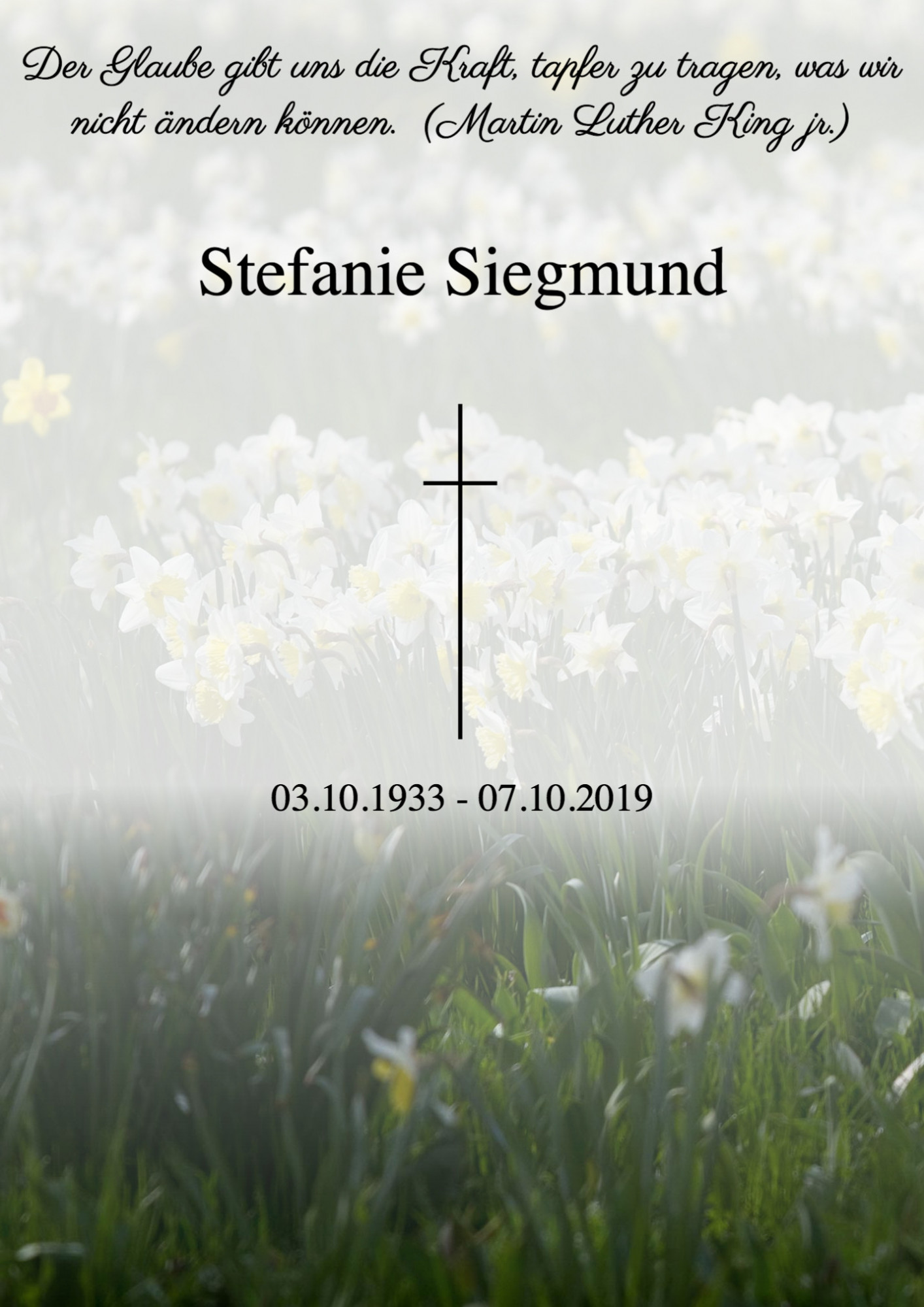 Traueranzeige von Stefanie Siegmund