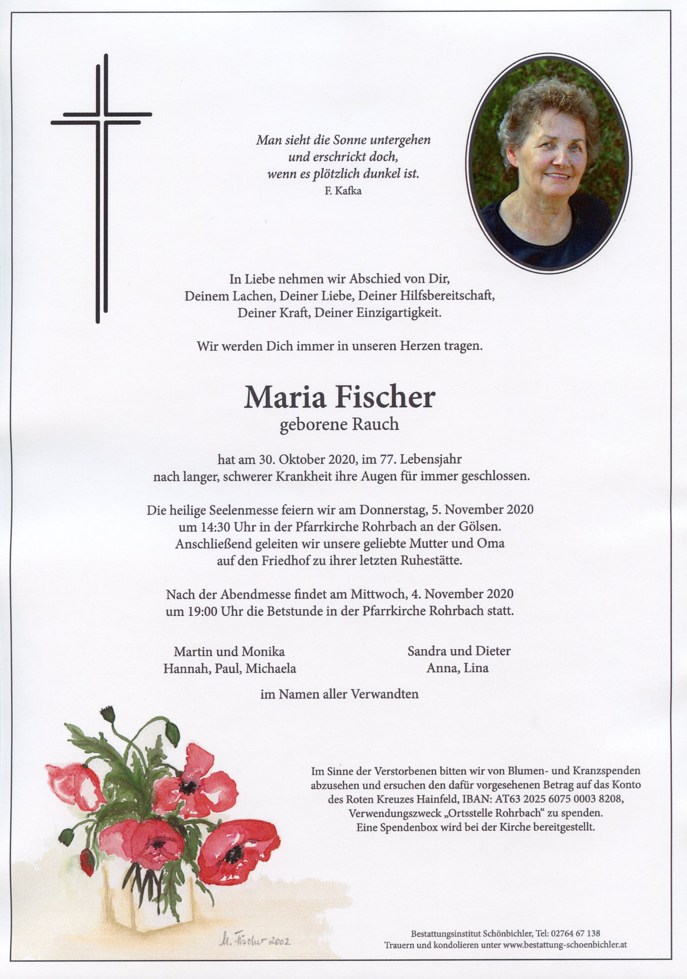 Traueranzeige von Maria Fischer
