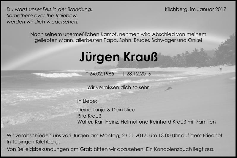 Traueranzeige von Jürgen Krauß