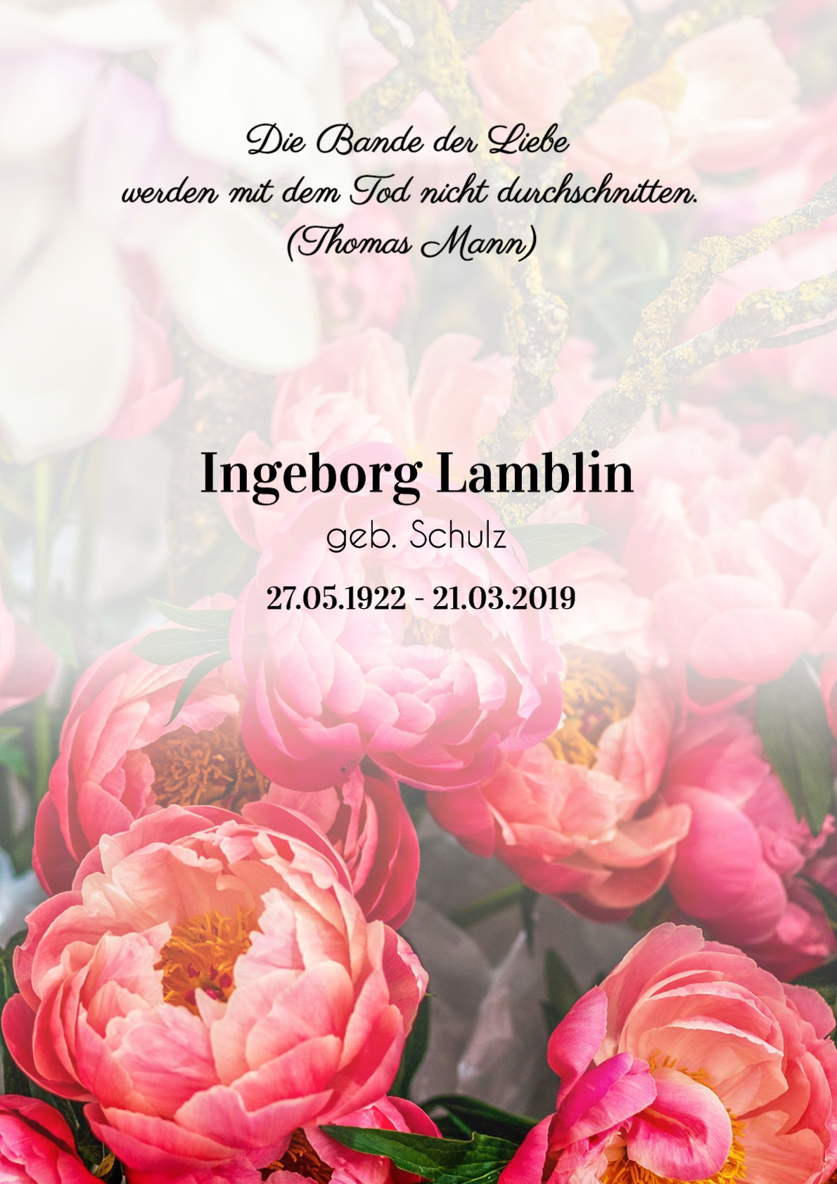 Traueranzeige von Ingeborg Lamblin