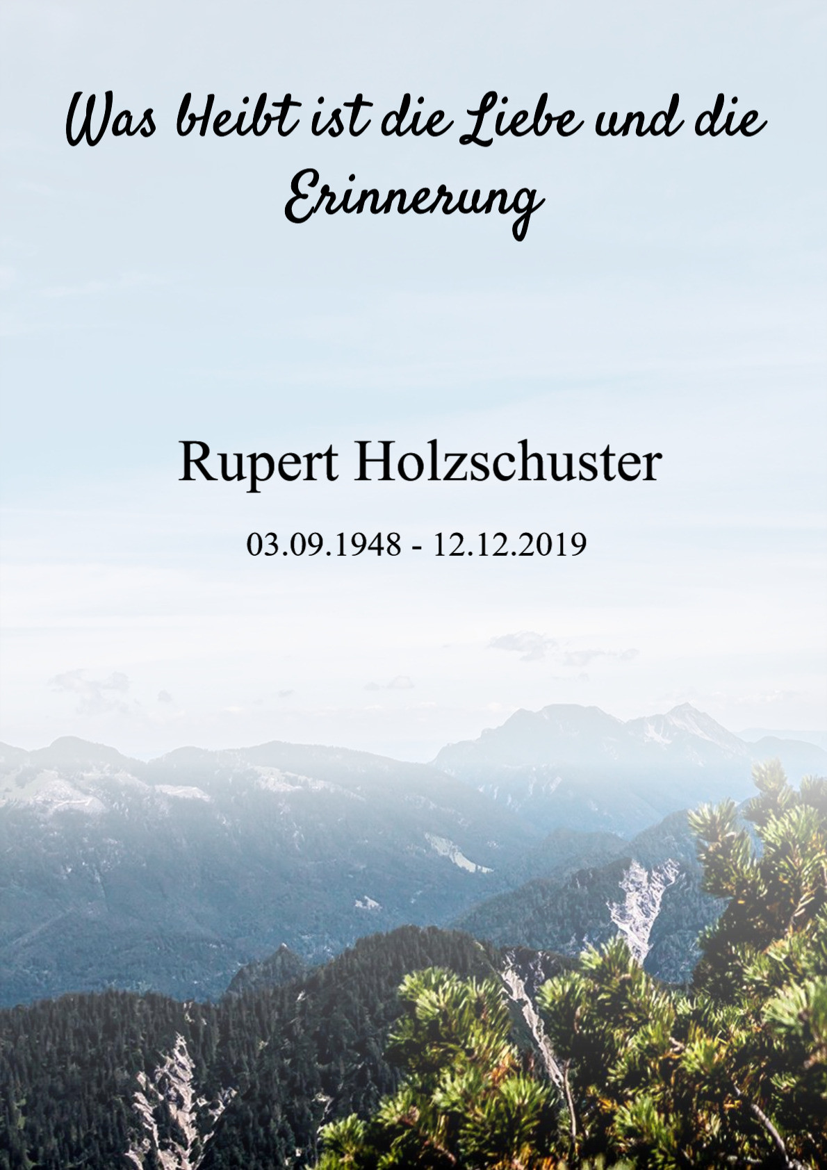 Traueranzeige von Rupert Holzschuster