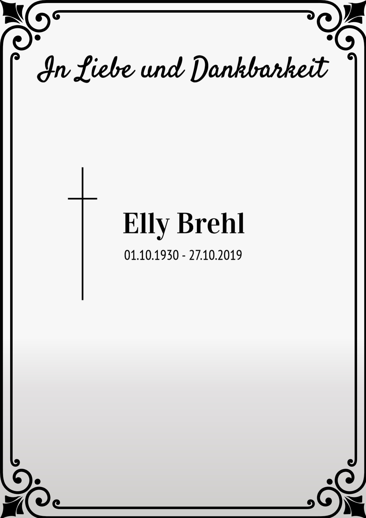 Traueranzeige von Elly Brehl