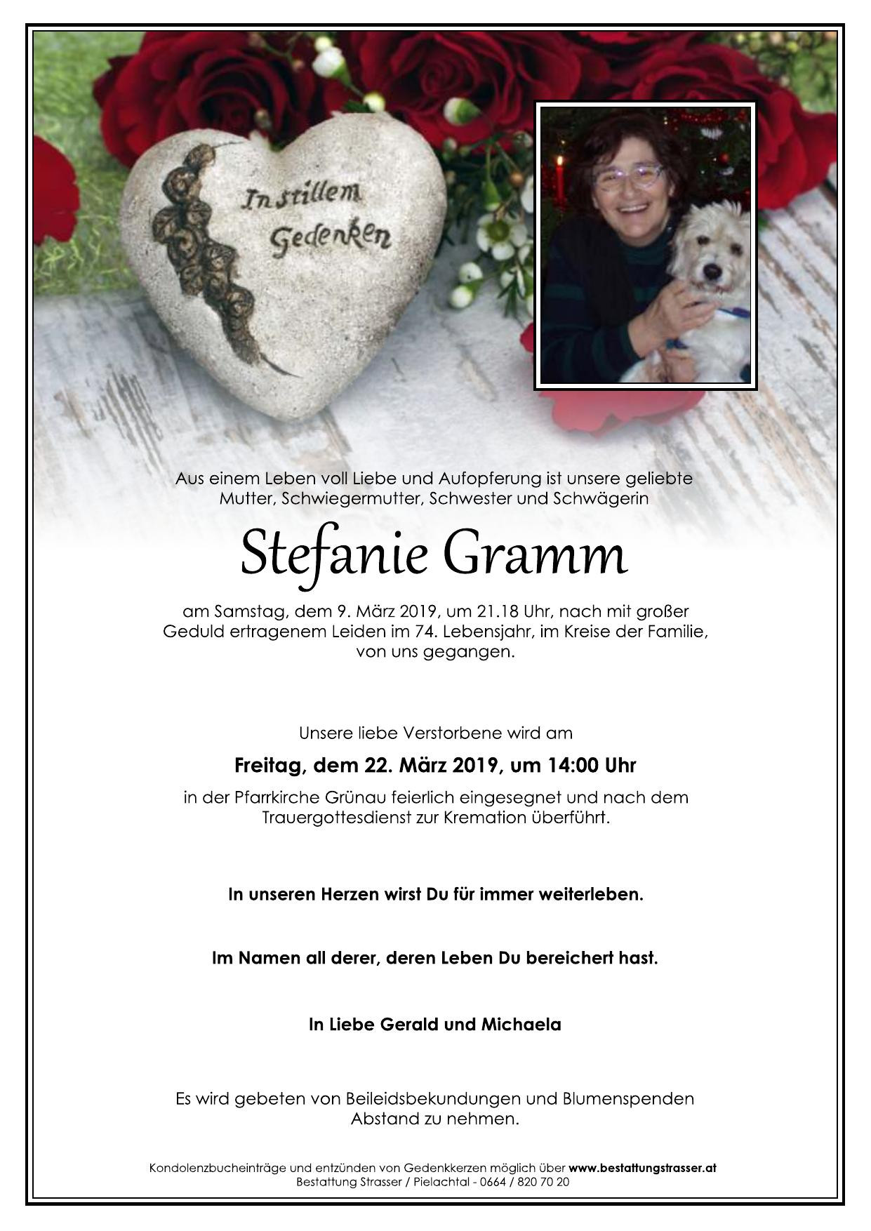 Traueranzeige von Stefanie Gramm