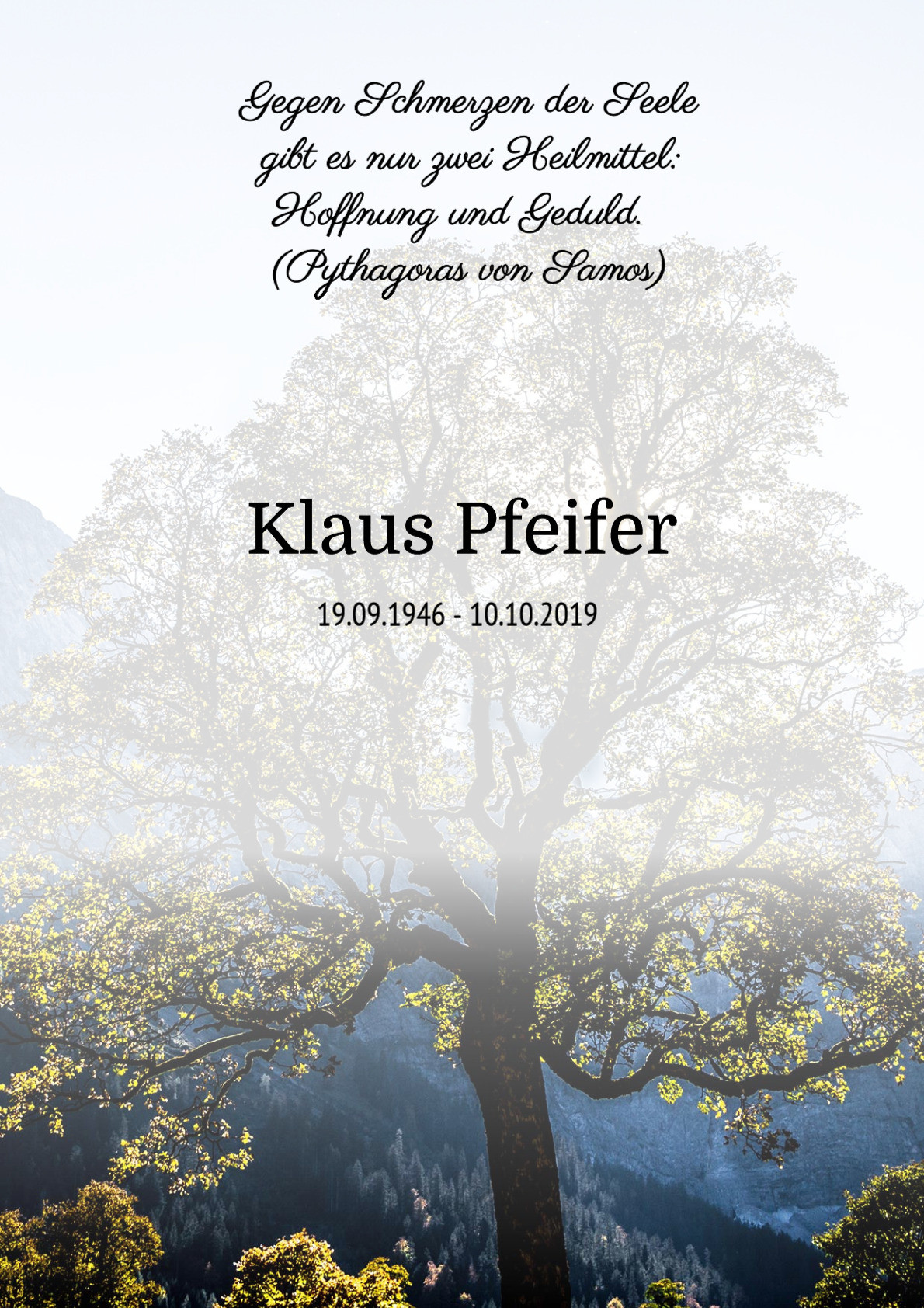 Traueranzeige von Klaus Pfeifer