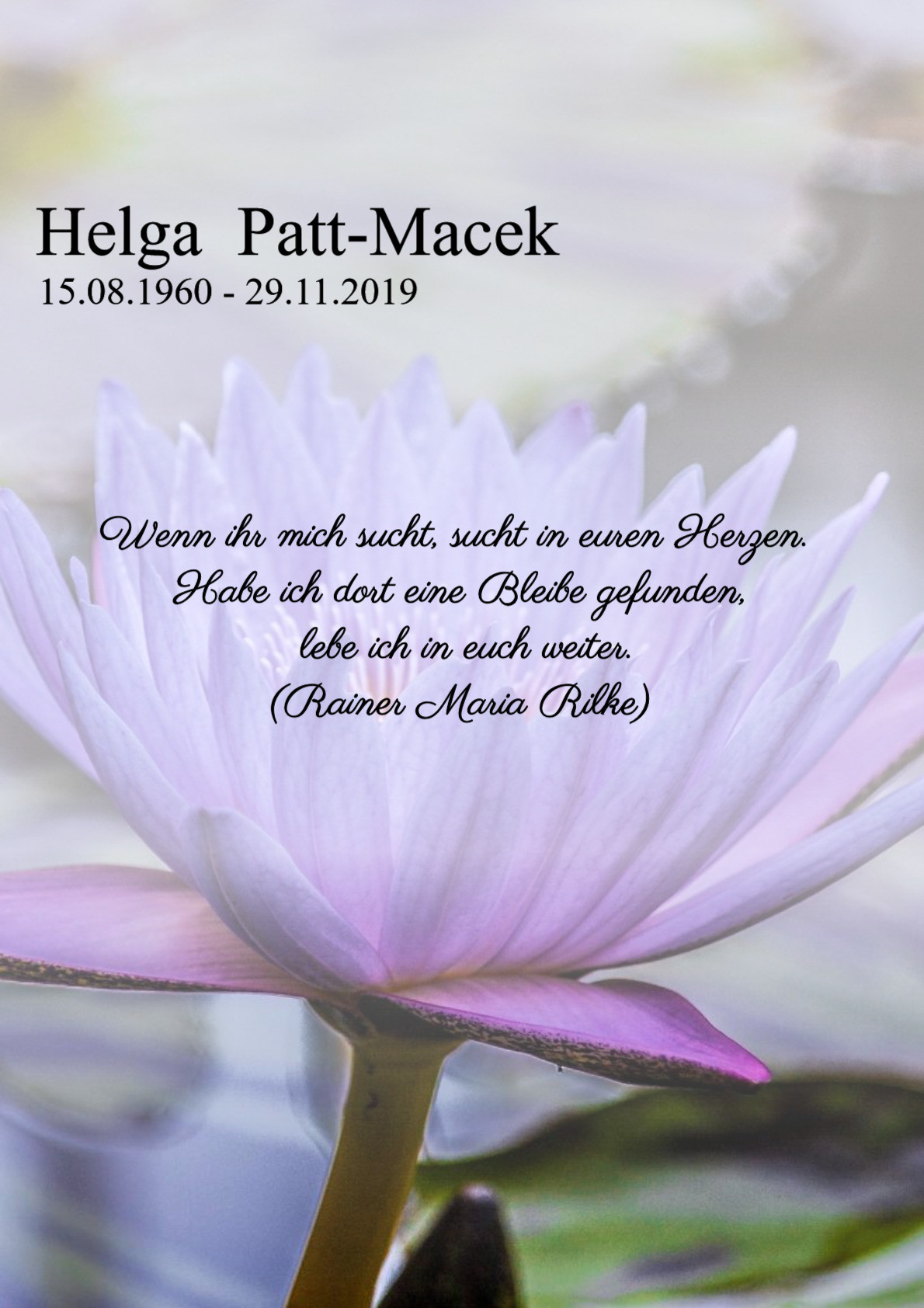 Traueranzeige von Helga Patt-Macek