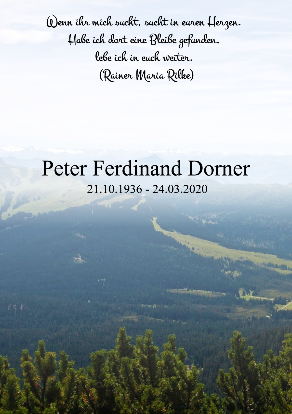 Traueranzeige von Peter Ferdinand Dorner