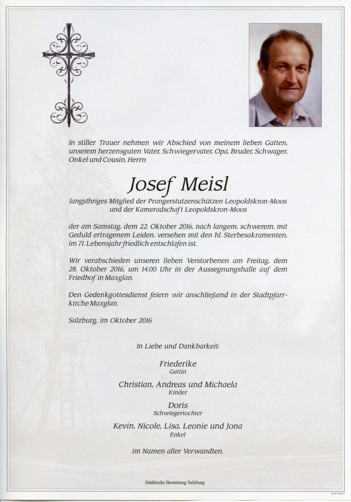 Traueranzeige von Josef Meisl