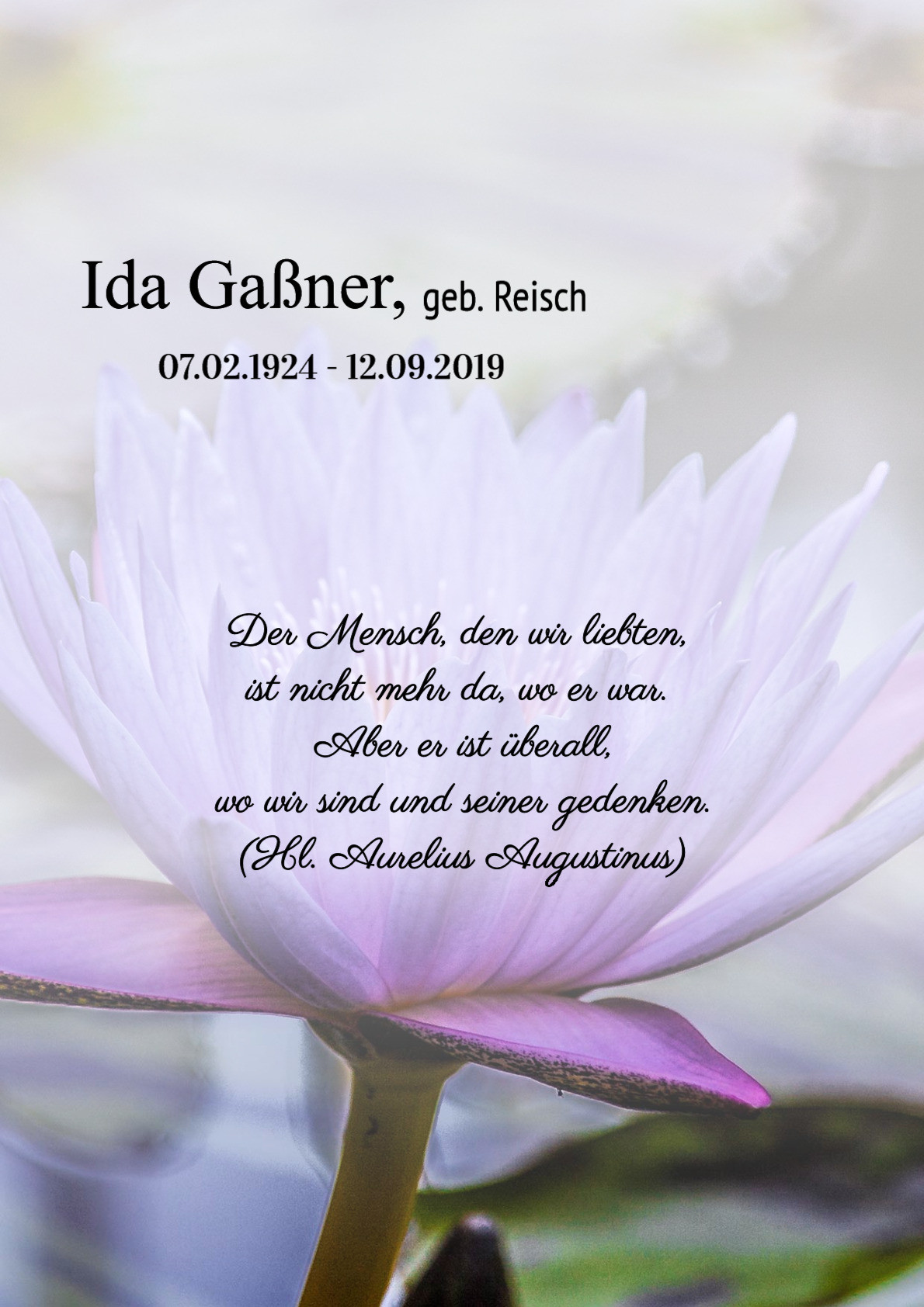 Traueranzeige von Ida Gaßner