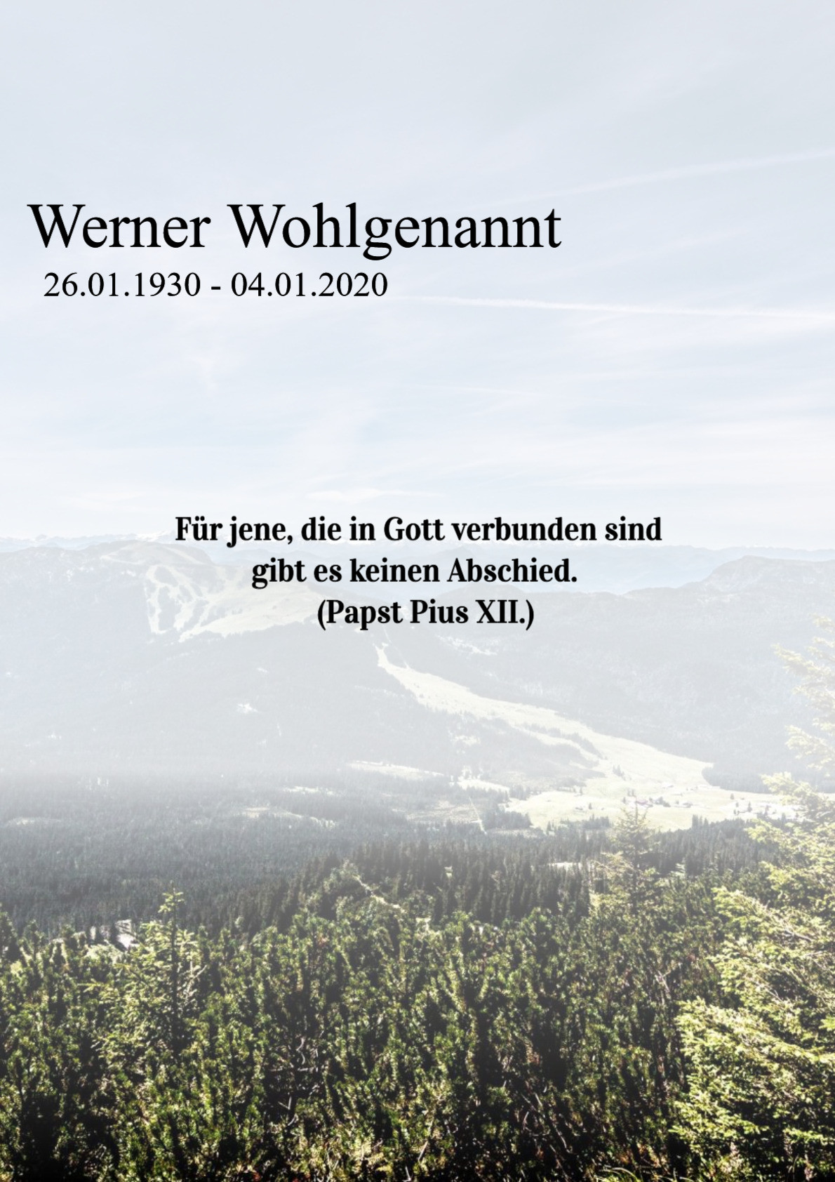 Traueranzeige von Werner Wohlgenannt