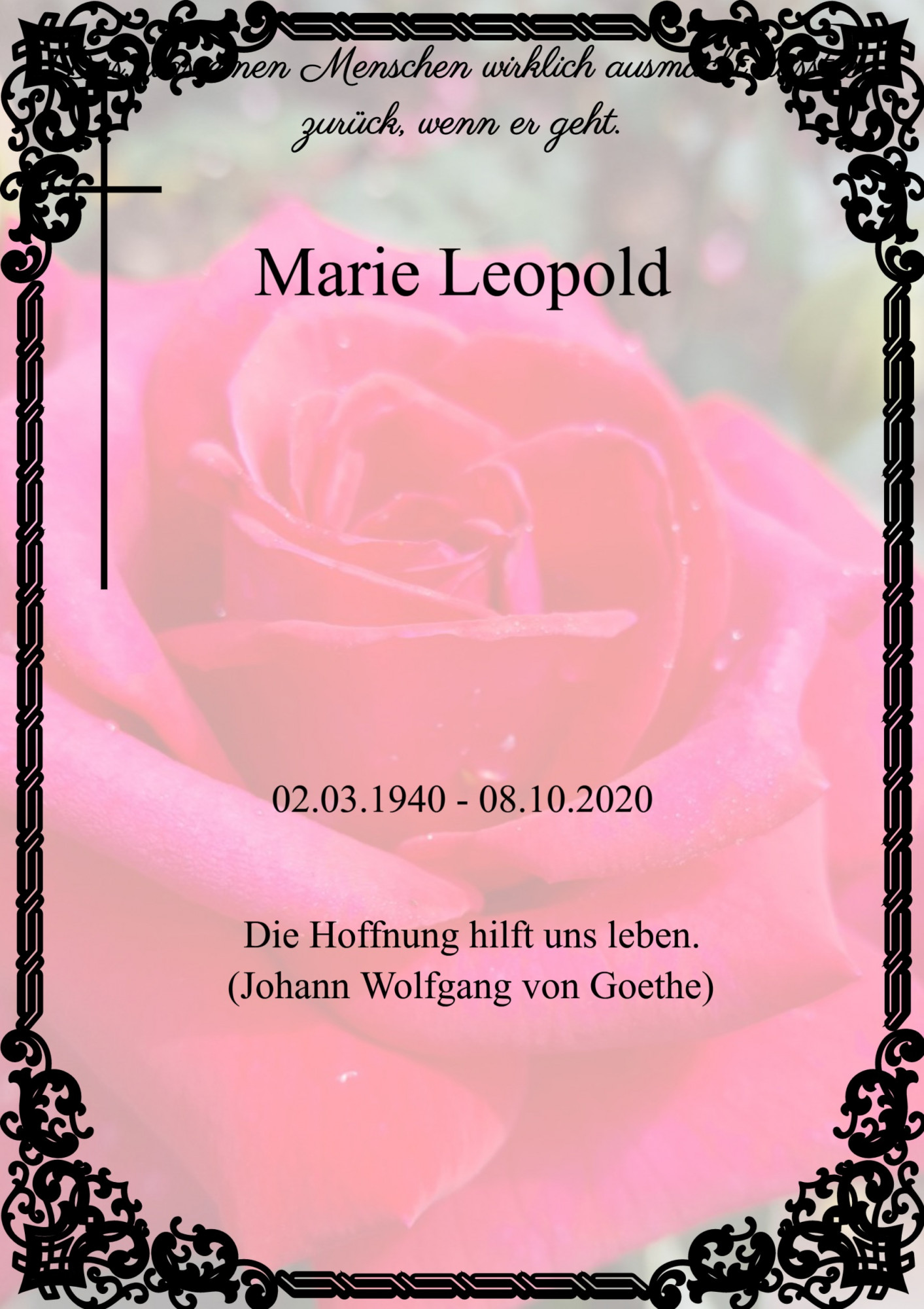 Traueranzeige von Marie Leopold