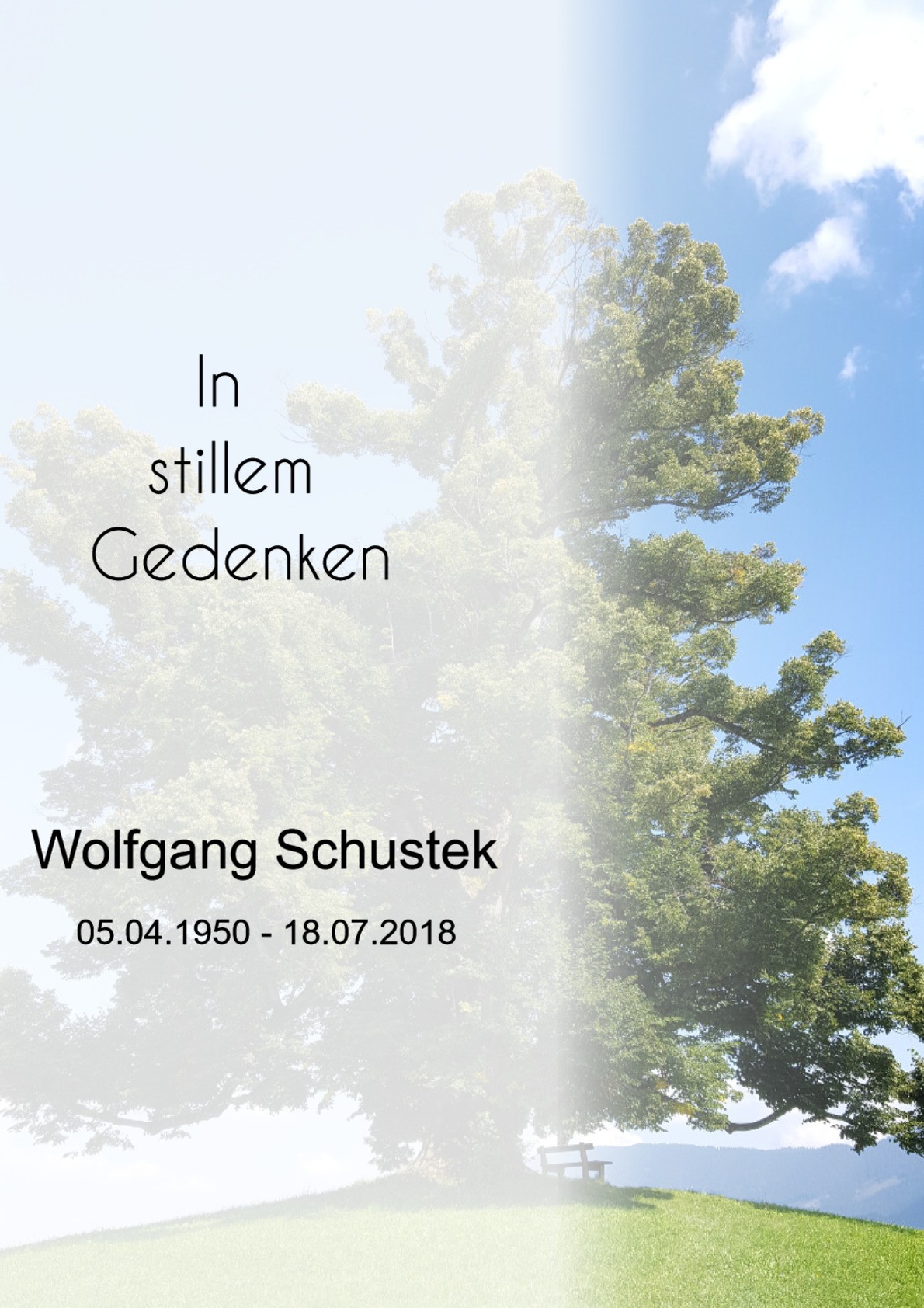 Traueranzeige von Wolfgang Schustek