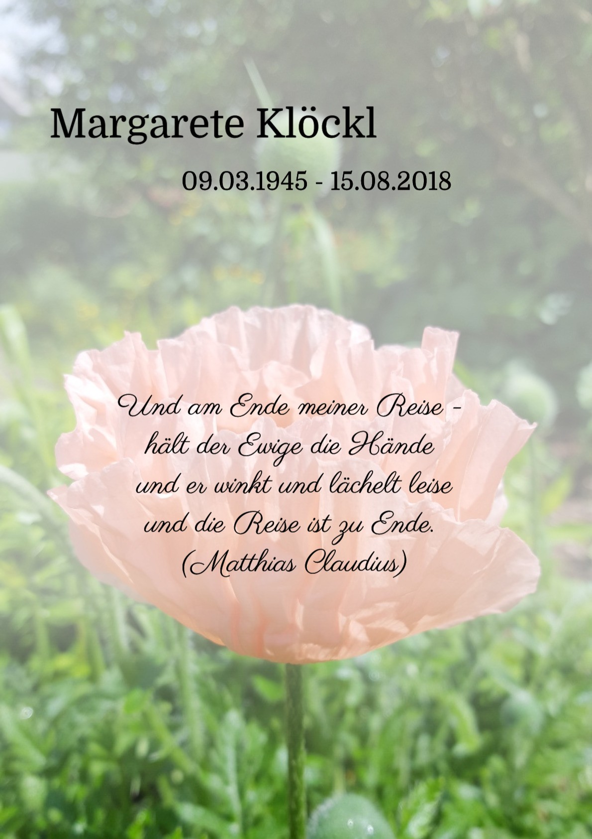 Traueranzeige von Margarete Klöckl