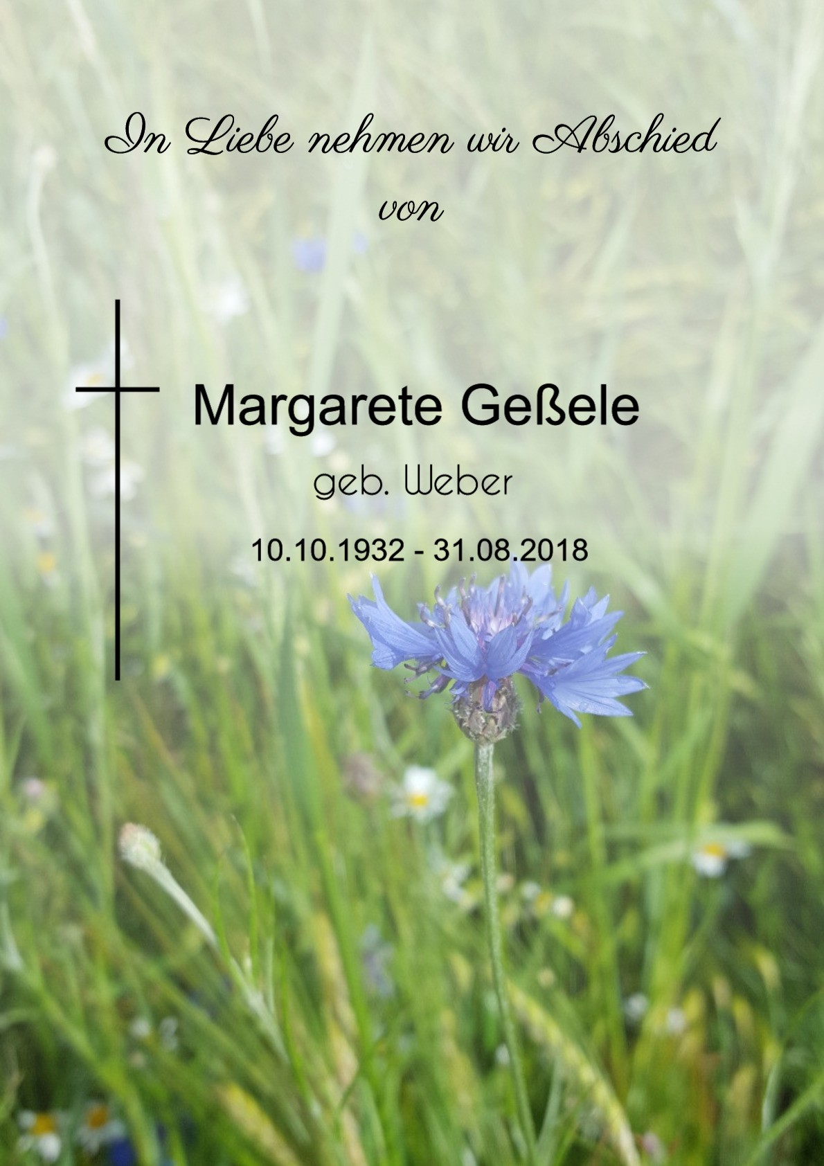 Traueranzeige von Margarete Geßele