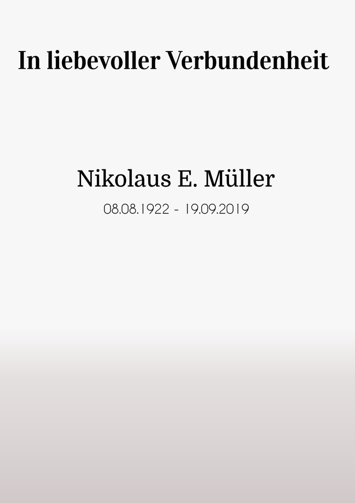 Traueranzeige von Nikolaus E. Müller