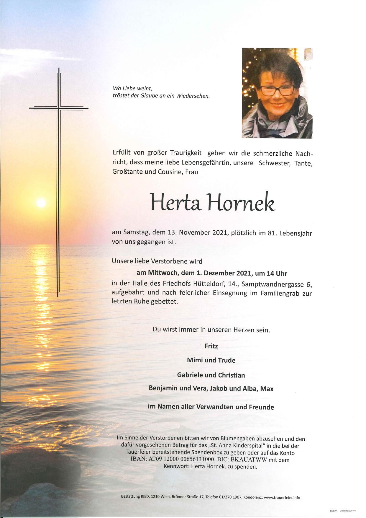 Traueranzeige von Herta Hornek