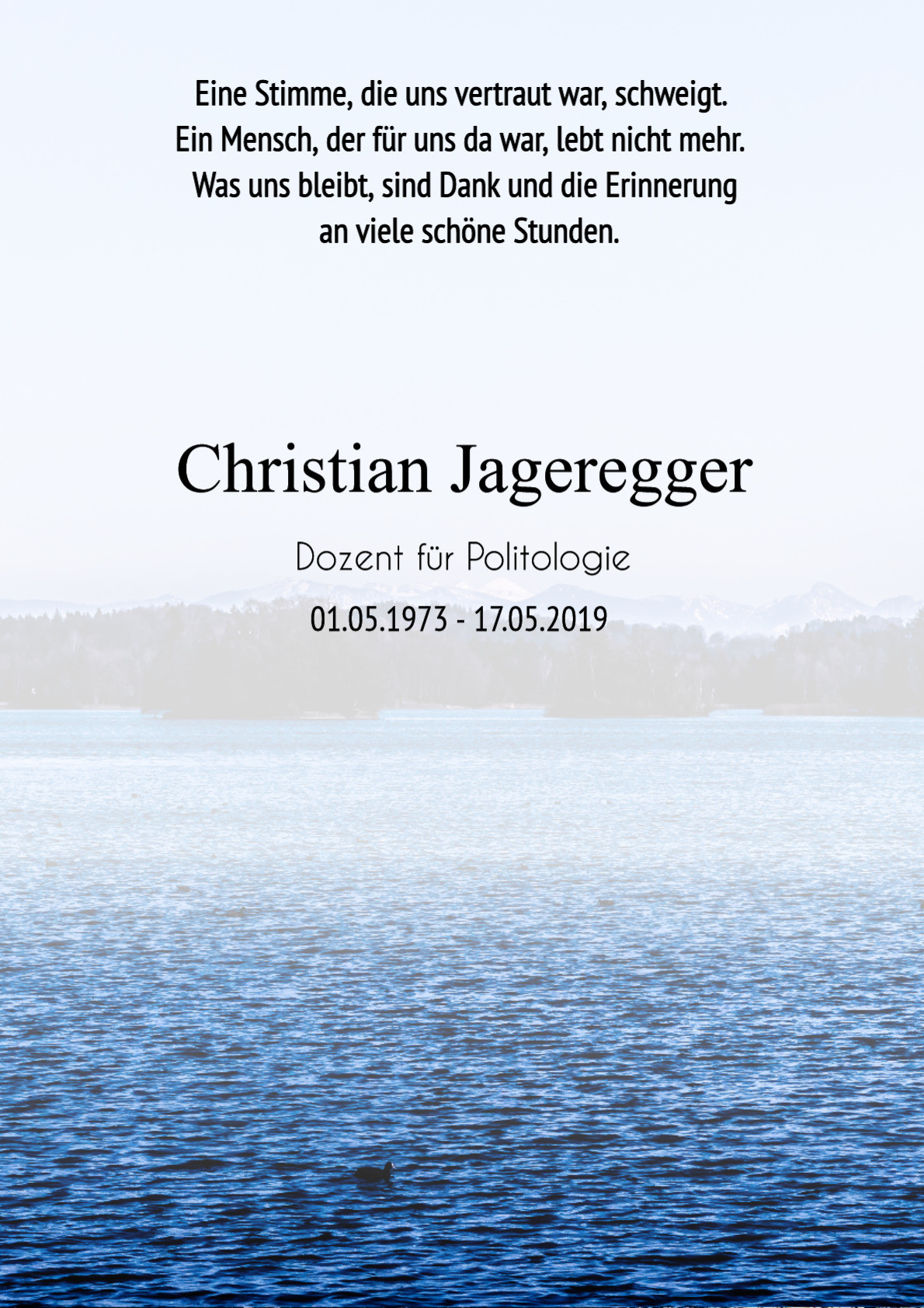 Traueranzeige von Christian Jageregger