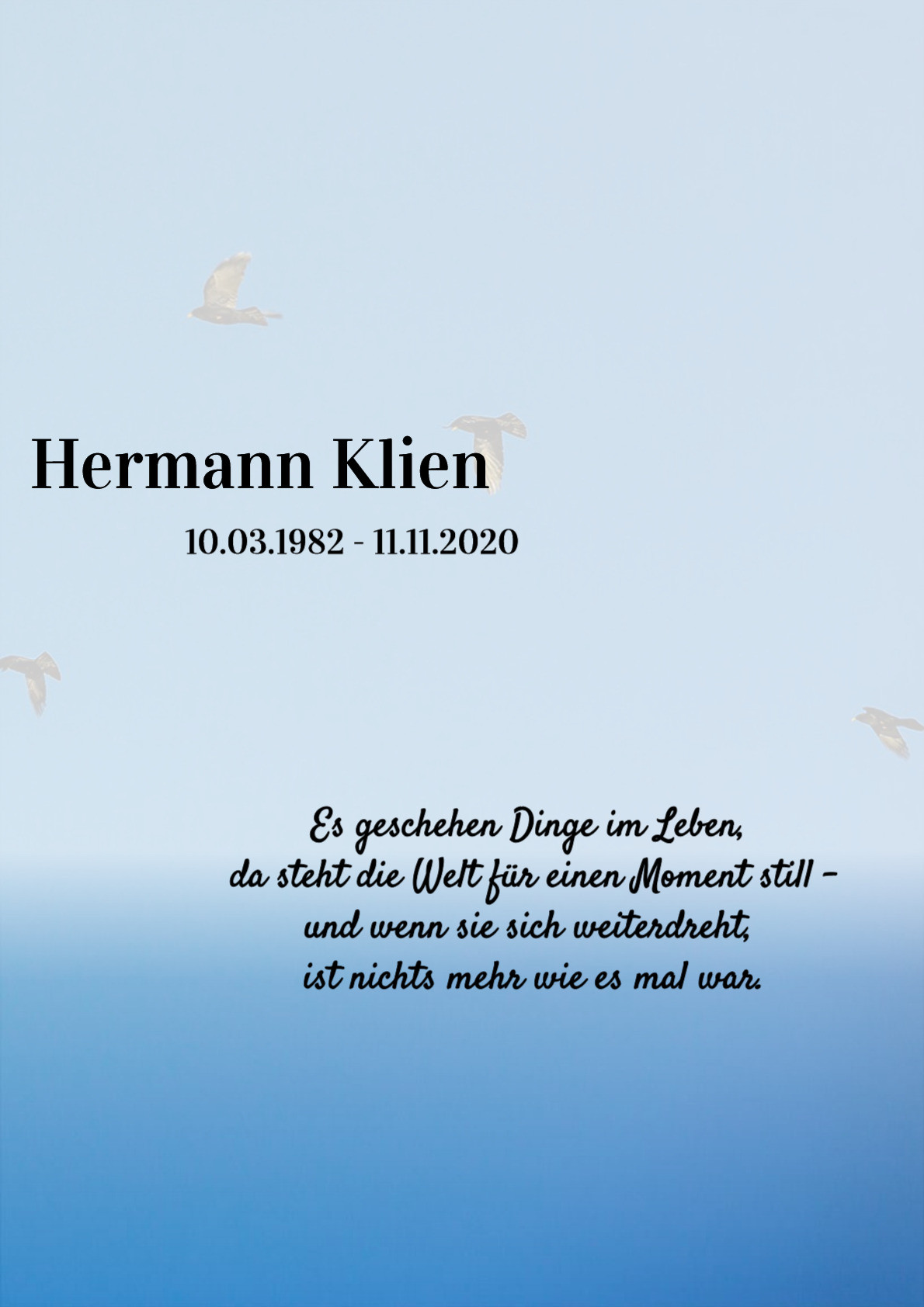 Traueranzeige von Hermann Klien