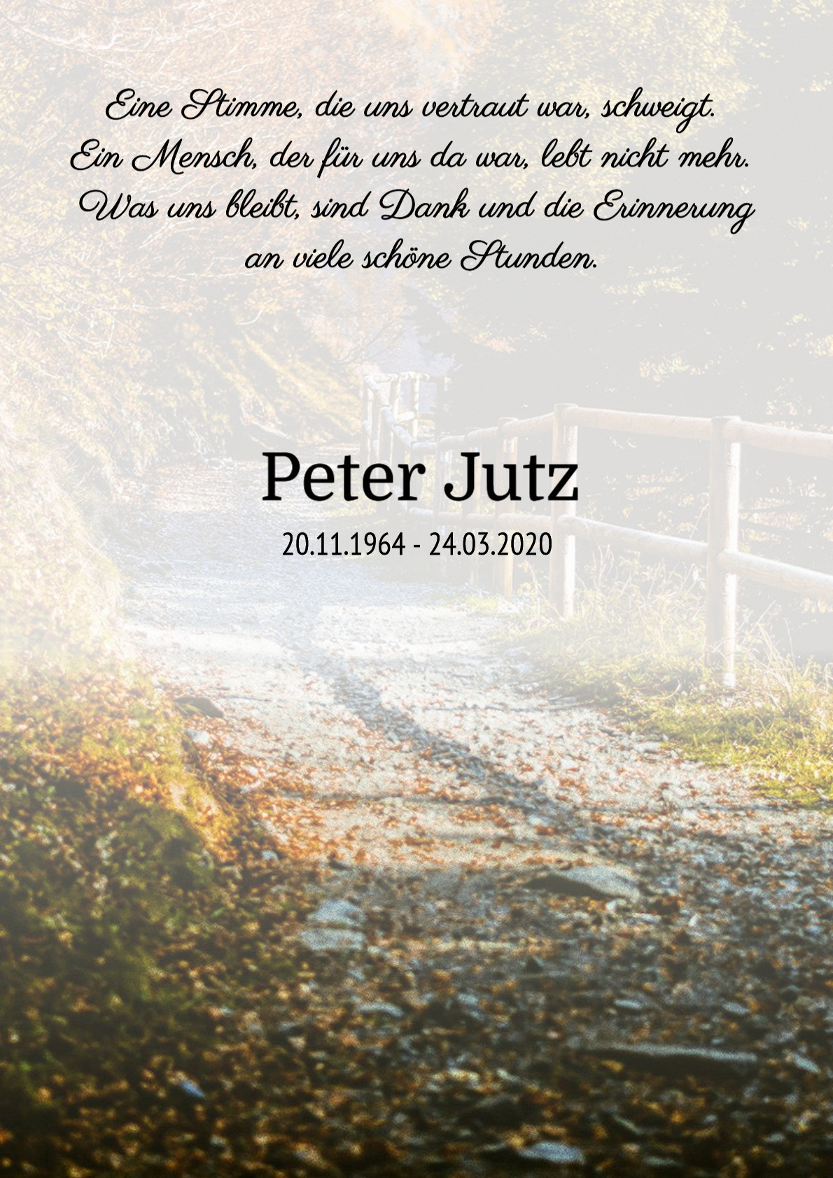 Traueranzeige von Peter Jutz