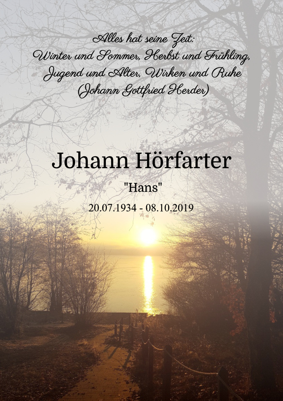 Traueranzeige von Johann Hörfarter